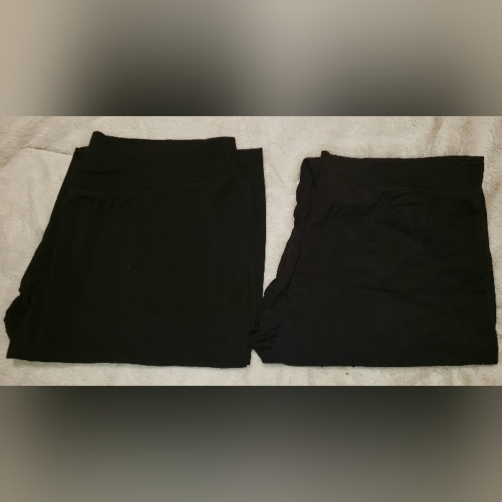Lot Of 2 Sz L Cuddl Duds SoftWear Leggings Black High Waist Stretch PreOwned/New